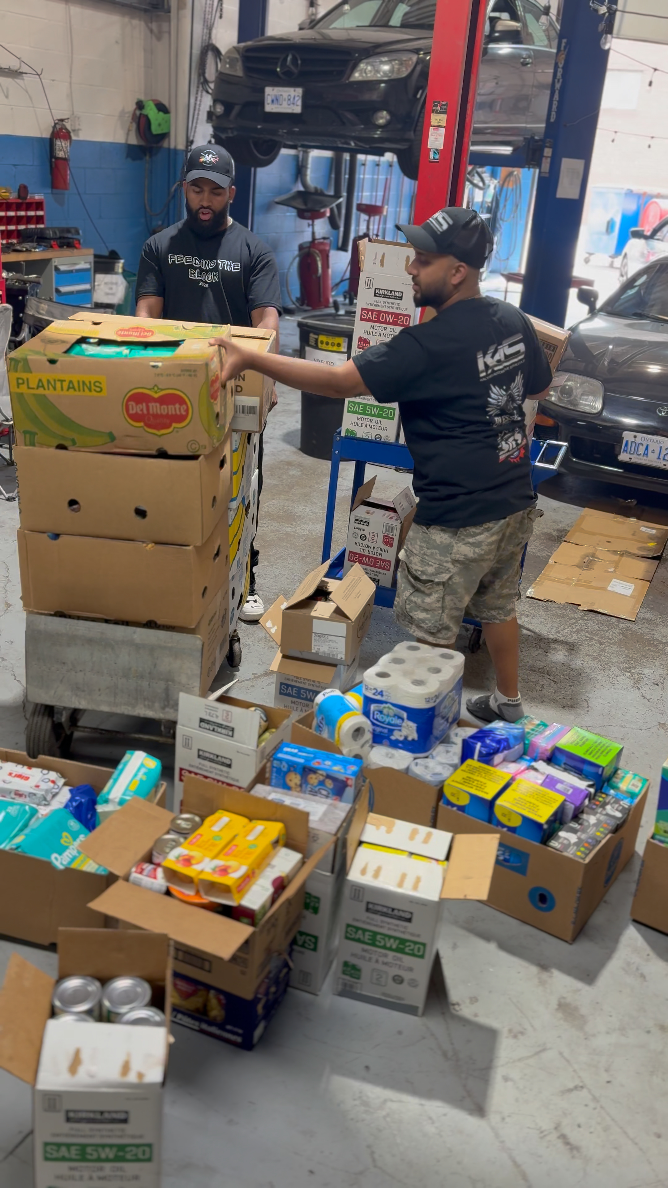 Community members sharing food at a charity event